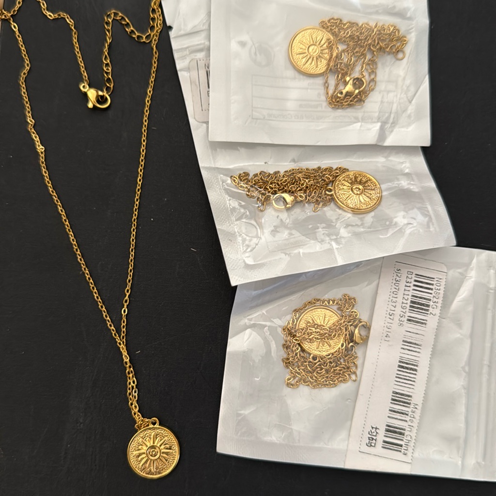 Shein Gold Medal Sun Necklace 5$